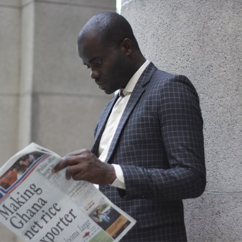 Tailor-made men's blazer by Ghanaian tailor Adjei Anang in Accra